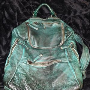 Lusher X Bayside Teal Leather Backpack